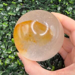 Beautiful Girasol Quartz Sphere w/ Golden Healer with Huge Rainbows 70mm